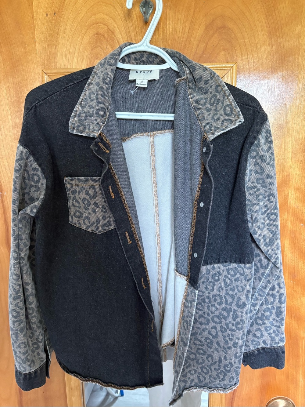 HYFVE Black Jacket with Gray Leopard Panels